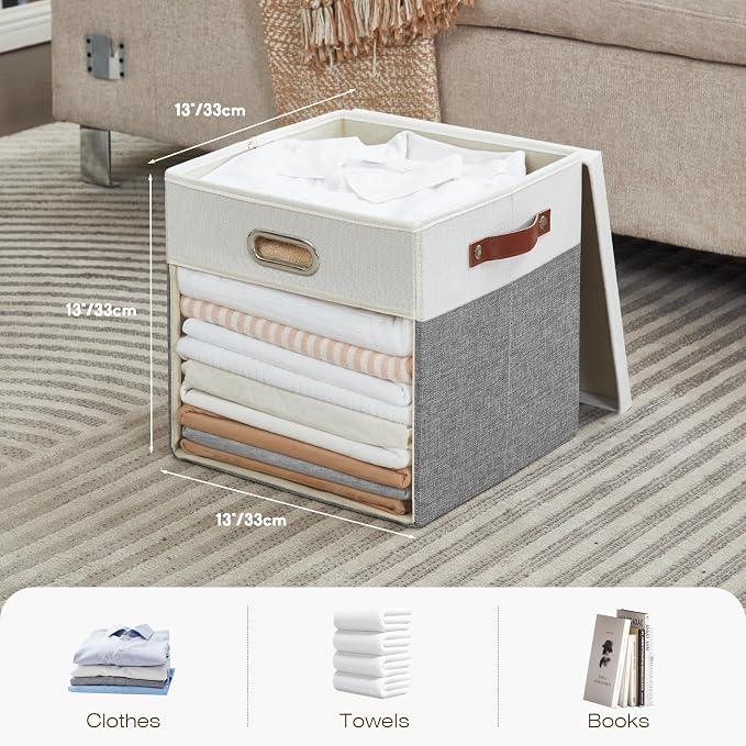 Fabric Storage Cubes with Clear Windows and Lids, Decorative Storage Boxes - Image 2