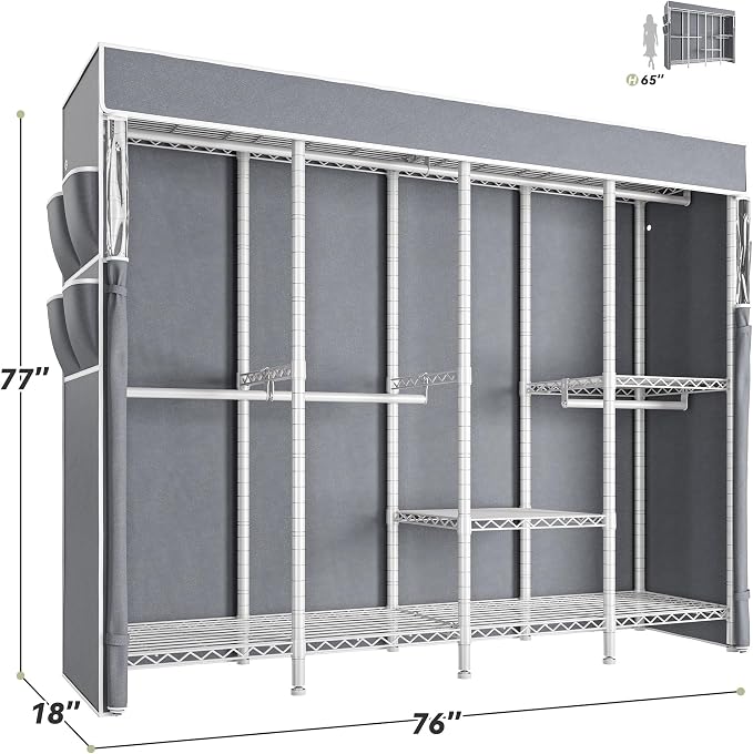 Raybee Clothes Rack with Cover, 1150LBS Heavy Duty Clothing Rack - Image 7