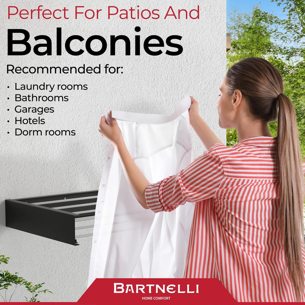 Bartnelli Wall Mounted Clothes Drying Rack for Laundry | Collapsible Clothing...