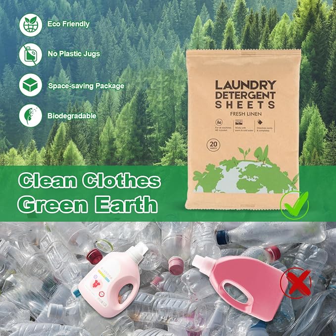Laundry Detergent Sheet, Eco-Friendly & Hypoallergenic Wash Strips, Natural - Image 4