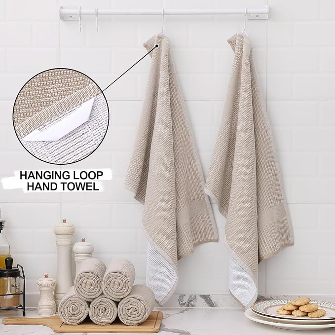 Homaxy Premium Kitchen Towels, Large Cotton Kitchen Hand Towels, Flat and Terry - Image 3