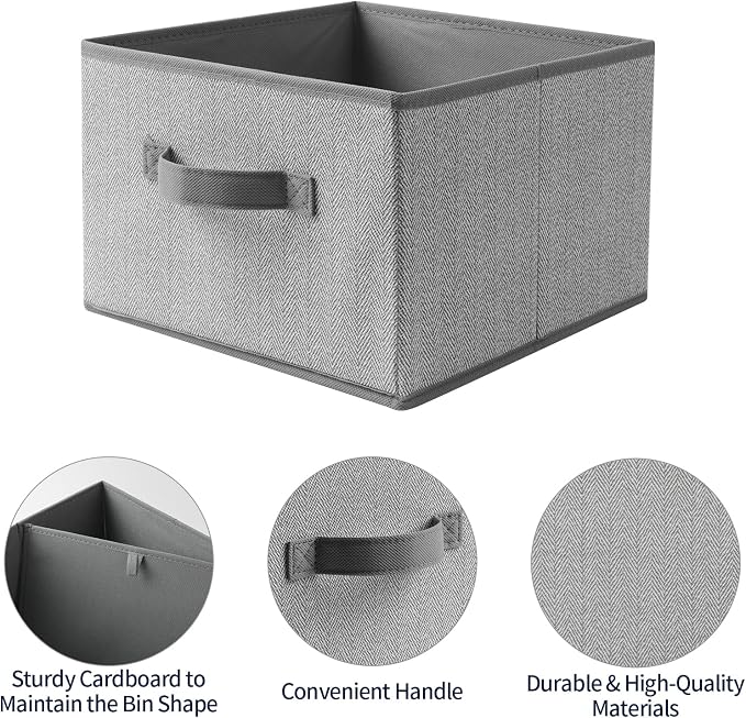 Storage Baskets, 11-Inch Woven Fabric Bins, Storage Cubes - Image 5