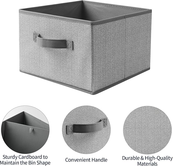 Storage Baskets, 11-Inch Woven Fabric Bins, Storage Cubes - Image 5