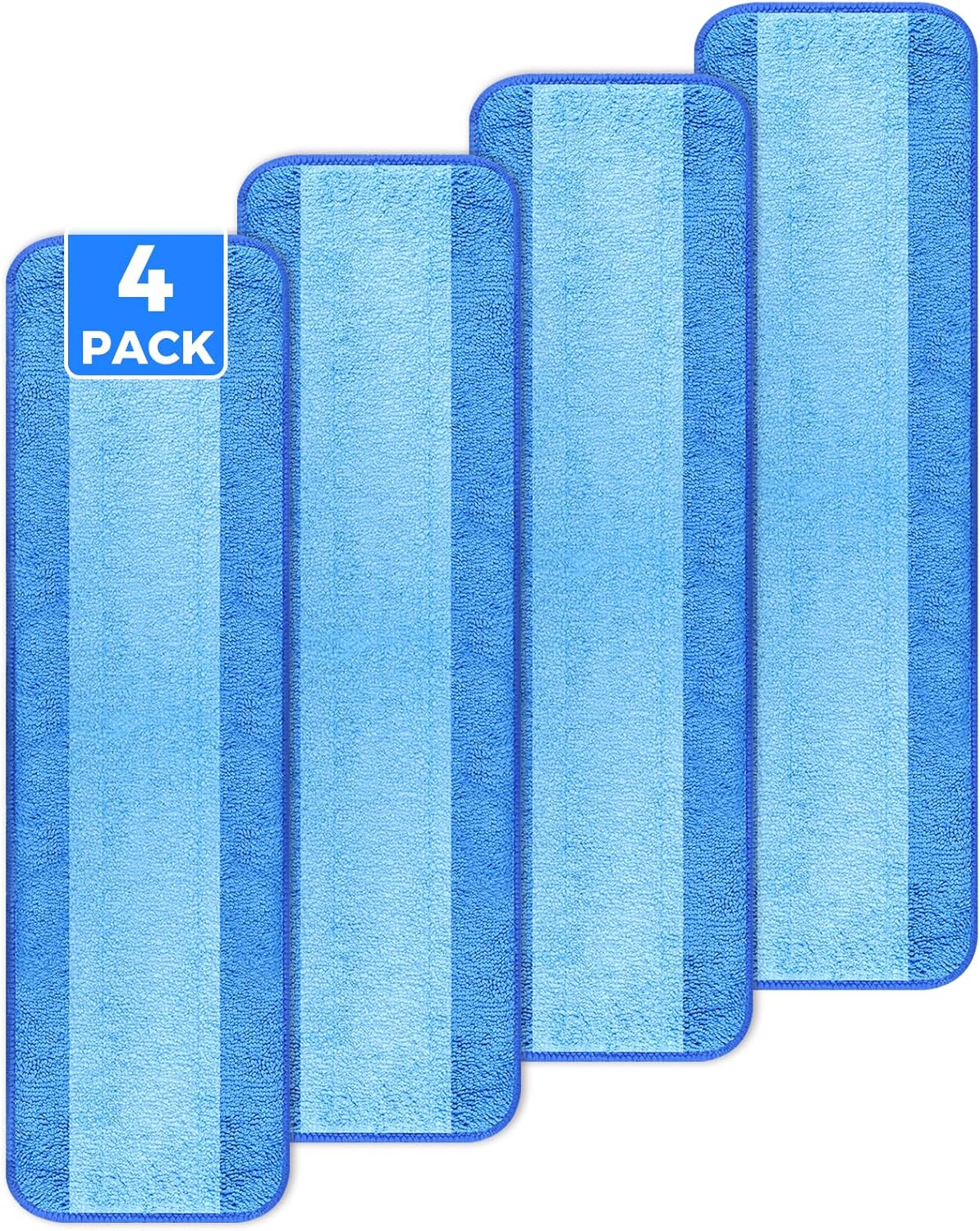 wlich 4-Pack Microfiber Cleaning Pads, 18-Inch Microfiber Mop Pads Compatible with Bona Mop, Washable and Reusable Mop Pad Refills for Hardwood Tile Laminate Floors