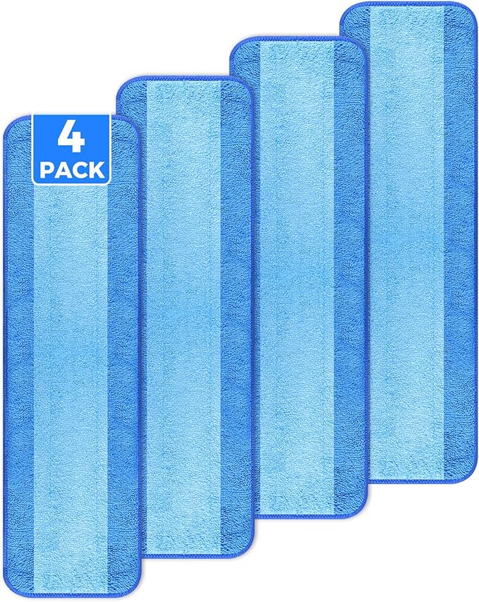 4-Pack Microfiber Cleaning Pads, 18-Inch Microfiber Mop Pads Compatible by wlich