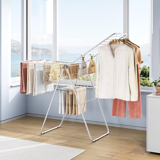 KINGBOARD Clothes Drying Rack Foldable, Metal Drying Rack Clothing - Image 6
