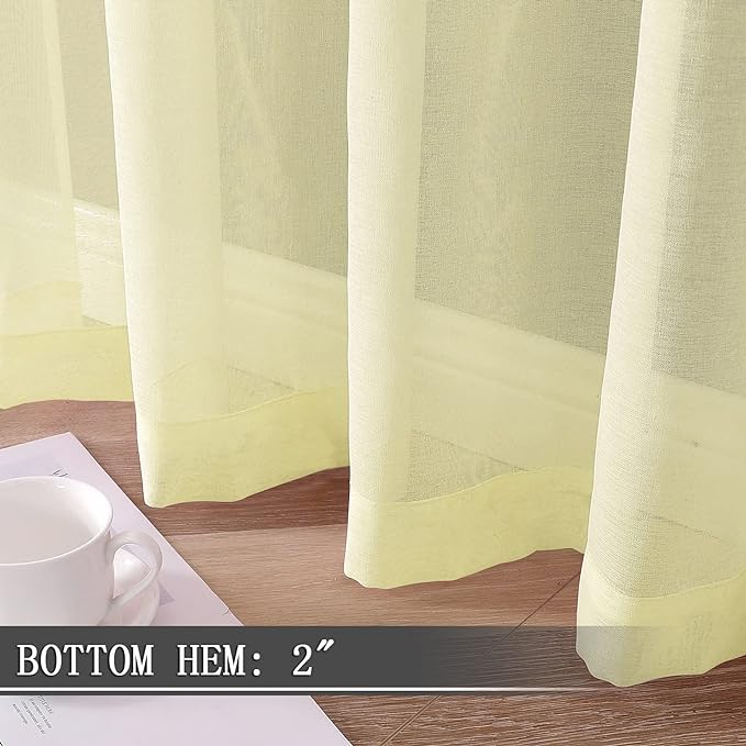 Tollpiz Sheer Curtains Living Room Linen Textured Curtain Sheers Light - Image 4