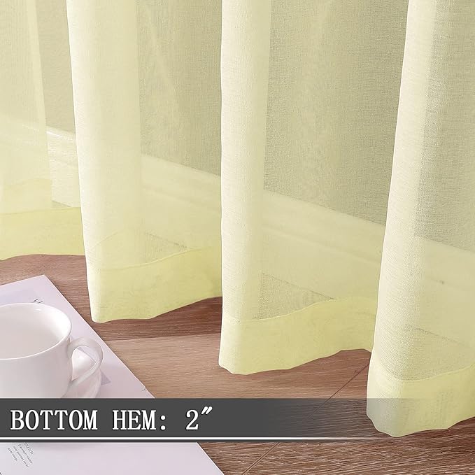 Tollpiz Sheer Curtains Linen Textured Bedroom Curtain Sheers Light Filtering - Image 4