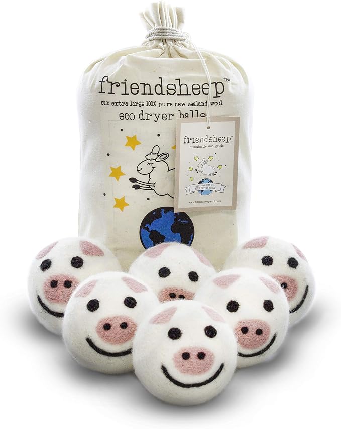 Friendsheep Wool Dryer Balls 6 Pack XL Organic Premium Reusable Cruelty Free by Friendsheep