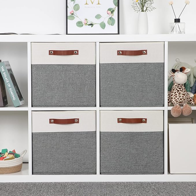 Temary 13x13 Storage Cubes 4 Pack Fabric Cube Storage Bins Large Storage Baskets - Image 6