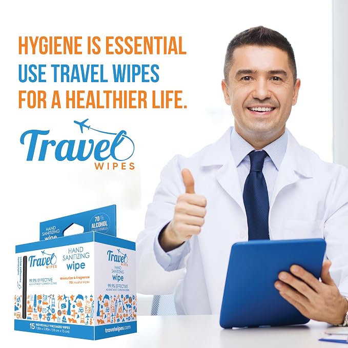 Hand Sanitizing Travel Wipes – 15ct Individually Wrapped | Fresh Citrus Scent - Image 3