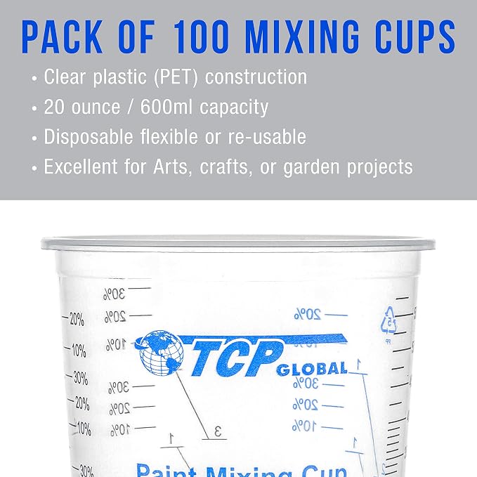 TCP Global 20 oz. Graduated Plastic Mixing Cups - Image 4