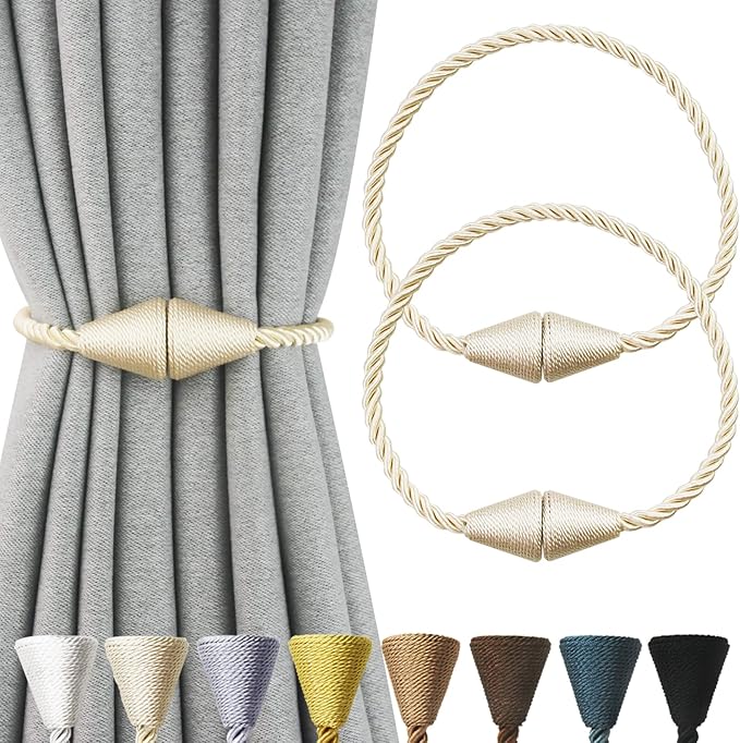 2 Pack Magnetic Curtain Tiebacks Rope Modern Handmade Curtain Tie Backs by CurtianTiebacks