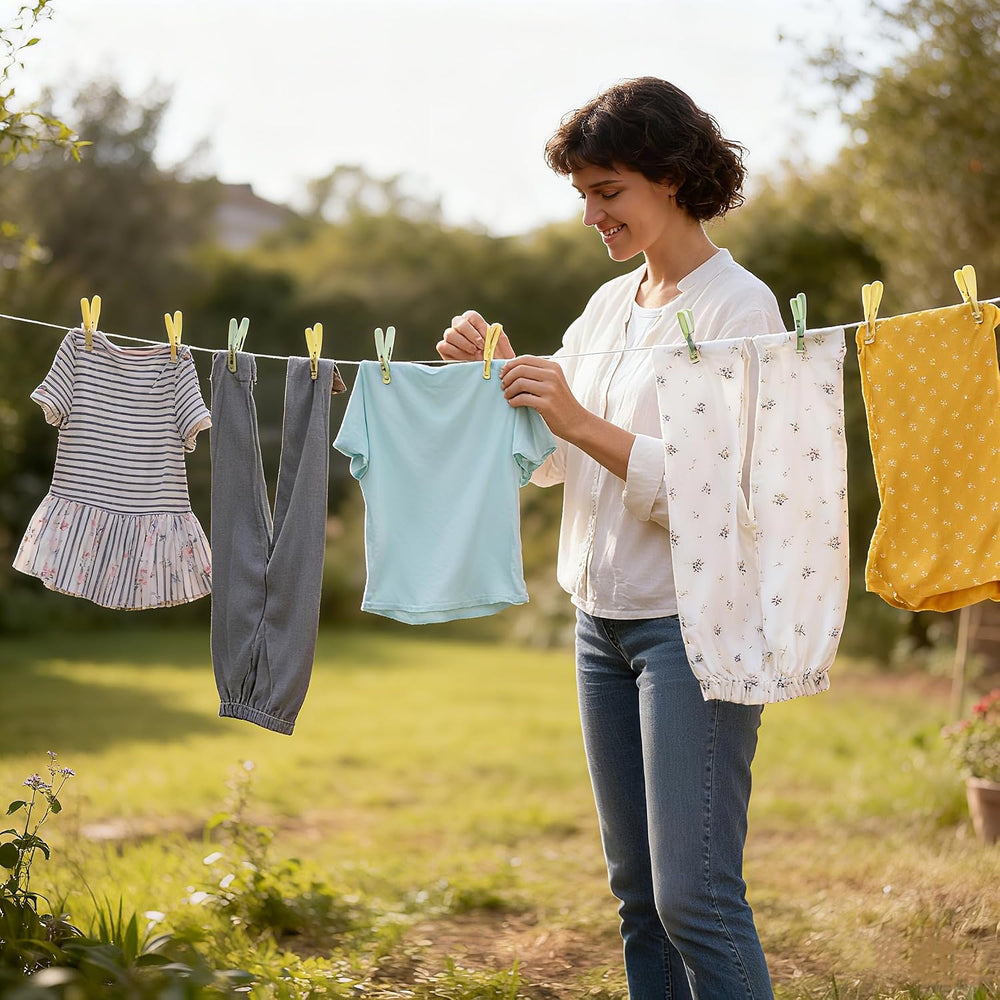REQUISITE NEEDS Wall Mounted Twin Cable Retractable Washing Line, Black, Heav...
