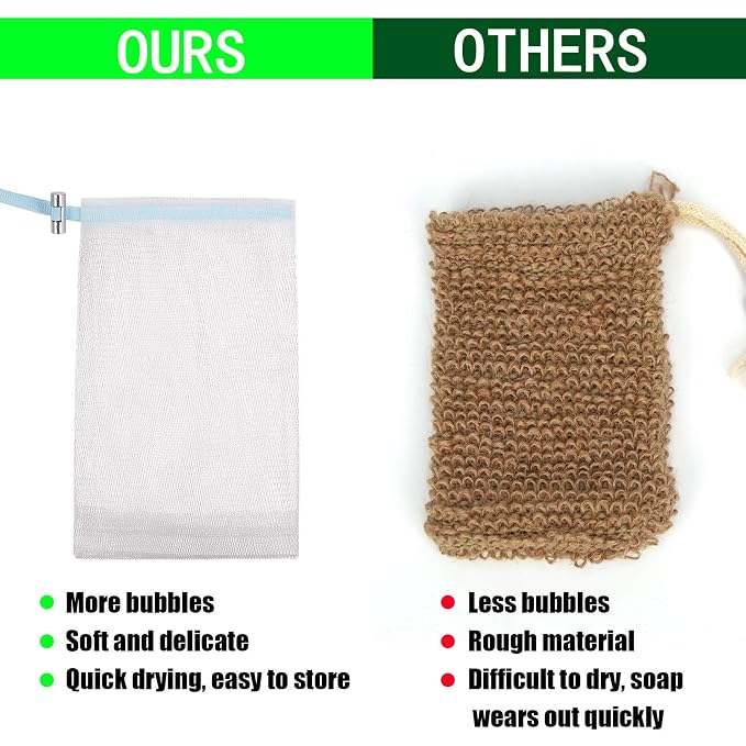 Cobahom Soap Bag 6 Pack 6 x 3.5 Inch Mesh Foaming Net Soap Sack Bags Soap Saver - Image 5