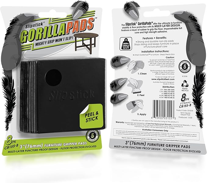 Slipstick GorillaPads Non Slip Furniture Pads/Gripper Feet Floor Protectors - Image 4