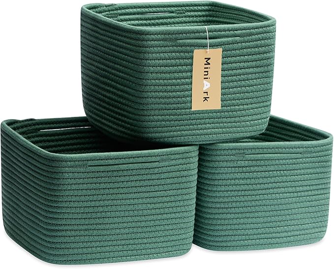 Small Organizing Baskets for Cubes Shelf, 9.7x9.7x7.1 Inch Rope Woven Storage by MiniArkStorageBasketsHome