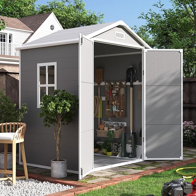UDPATIO Outdoor Resin Storage Shed 6x4.5 FT, Plastic Garden Shed by UDPATIO