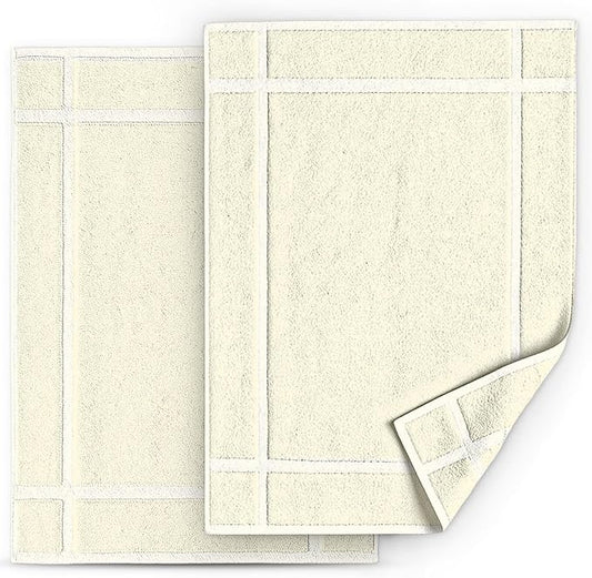 Pearl Linens Pack of 2 100% Cotton Bathmat 20x30 inches, Soft & Absorbent Quick by PearlLinens