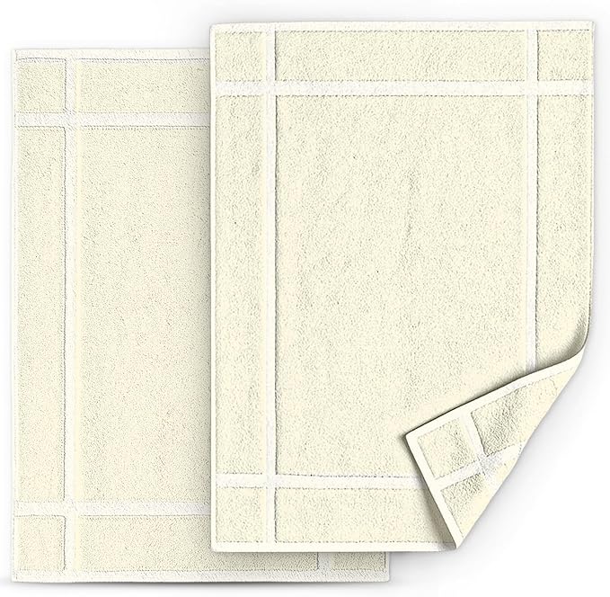 Pearl Linens Pack of 2 100% Cotton Bath Mat 18x25 inches, Soft & Absorbent by PearlLinens
