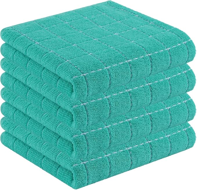 Homaxy 100% Cotton Terry Kitchen Towels, Checkered Designed, Soft and Super by Homaxy