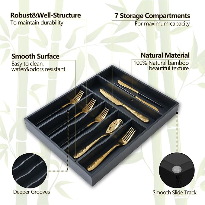 Silverware Organizer, 12.5 Inch Utensil Organizer Kitchen Drawer Organizer - Image 3