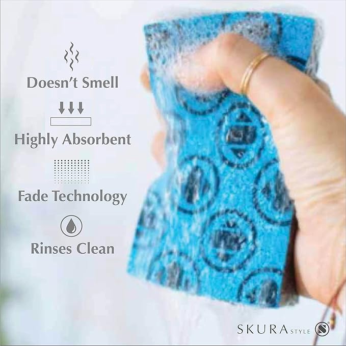 Skura Style Smart Kitchen Dish Sponges | Odor Free Non-Scratch Scrub Pad | - Image 3