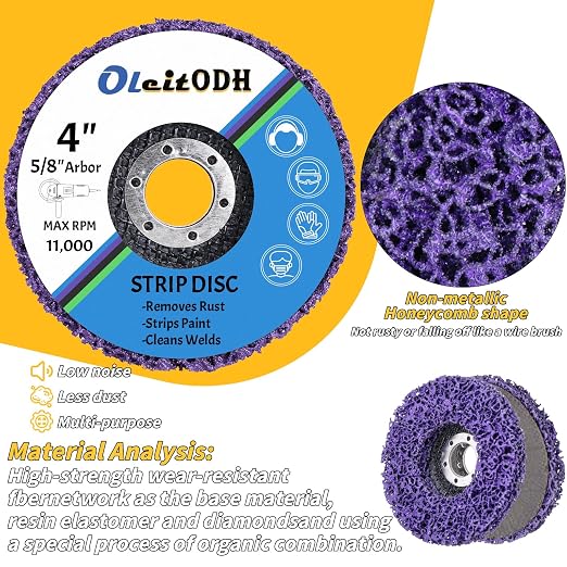 20 Pcs 4" x 5/8" Strip Discs Bulk, Paint Stripping and Rust Removal Wheels - Image 3