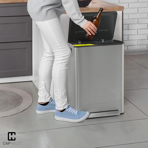CAPHAUS Dual Trash Can with Lid, Trash and Recycling Bins Combo - Image 9
