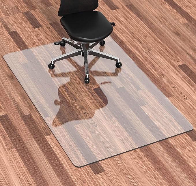 Office Chair Mat for Hardwood Floor, 1/8" Thick 55” x 35” Crystal Clear Hard by HOMEK