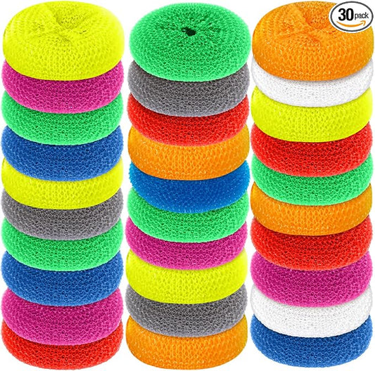 Blulu Plastic Dish Scrubbers for Dishes Pot Round Nylon Pad, Mesh Scouring Non by Blulu