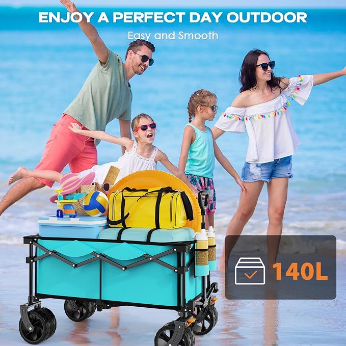 Collapsible Wagon Cart Heavy Duty Foldable, Folding Beach Wagon - Image 3