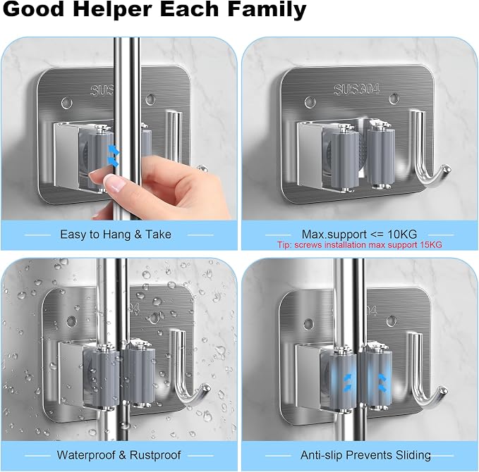 4 Pack Stainless Steel Mop and Broom Gripper - Image 7