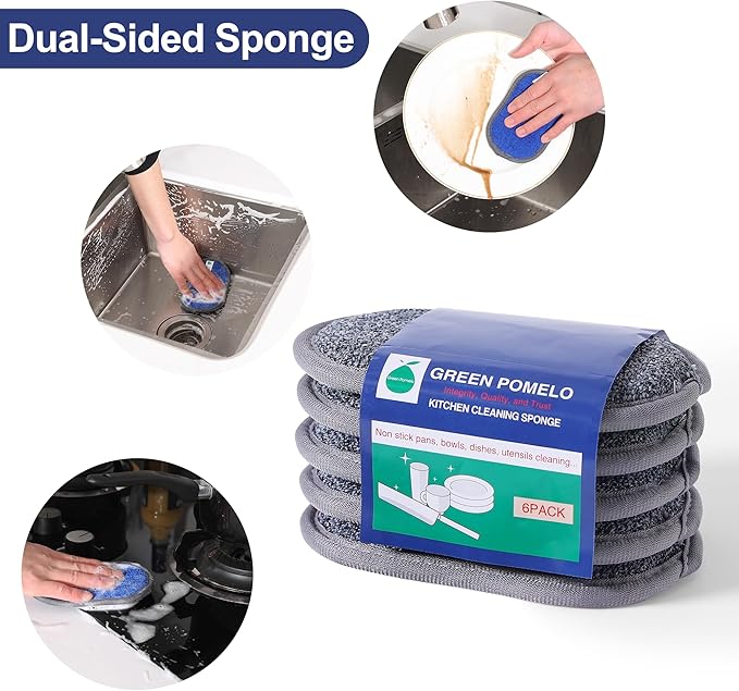 Multipurpose Sponges Kitchen, 6 Pack Reusable Non-Scratch Scrub Sponge - Image 5