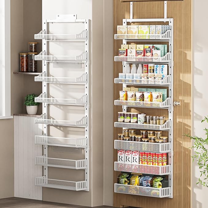 Over the Door Pantry Organizer 8-Tier, Large Metal Door Spice Rack by POKIPO