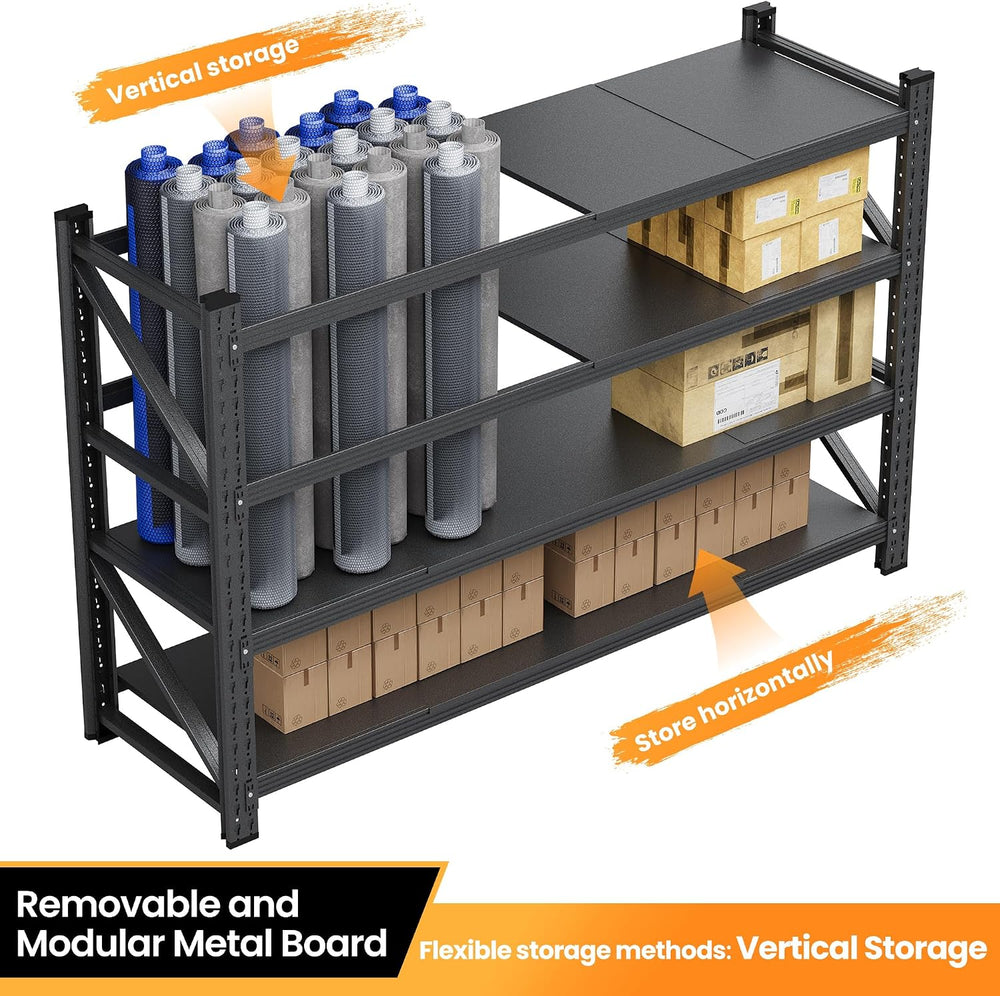 75” Wide Heavy Duty Metal Garage Shelving, Adjustable Storage Shelf