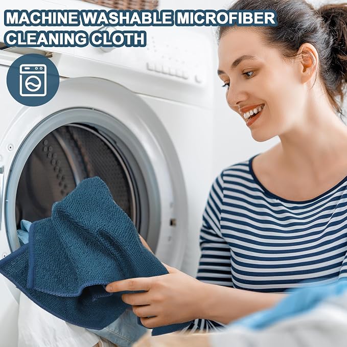 Tenare 100 Count12'' x 12'' Microfiber Cleaning Cloths Reusable Cleaning Rags - Image 4