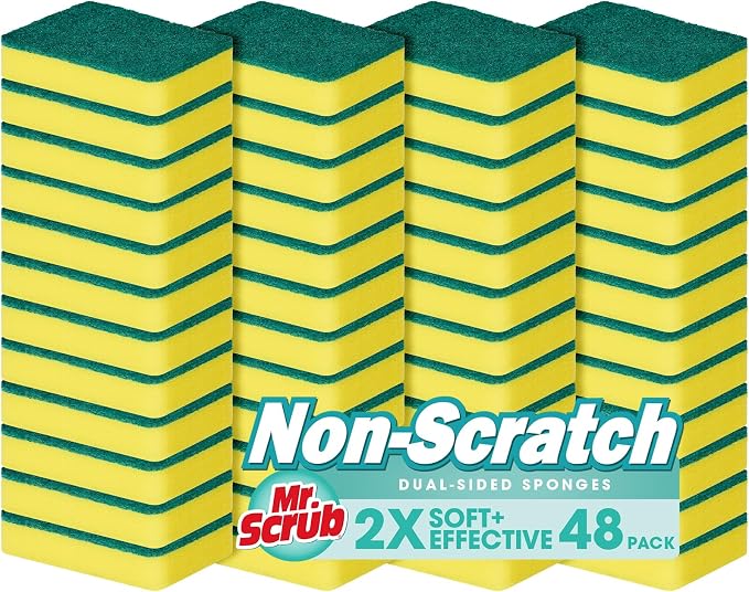 Sponges Kitchen Scrub Dish Sponge Scouring Pad, 48 Pack Cleaning Brush Scrubber by MrScrubCleaninghelpers