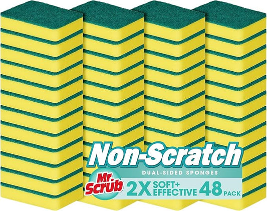 Sponges Kitchen Scrub Dish Sponge Scouring Pad, 48 Pack Cleaning Brush Scrubber by MrScrubCleaninghelpers