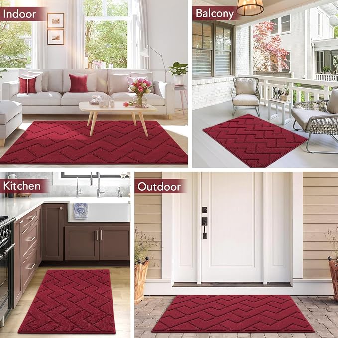 hicorfe Indoor Doormat, Front Back Door Mat Rubber Backing Non Slip Door Mats - Image 2