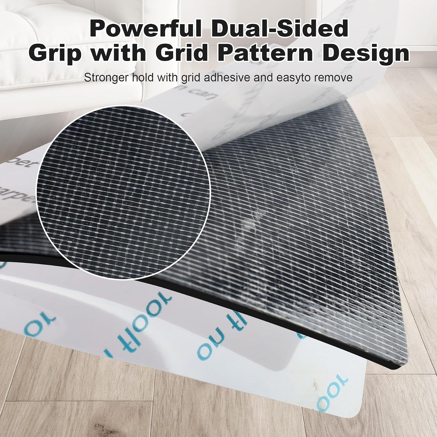 14PCS Rug Grippers for Hardwood Floors, Non Slip Corner Rug Tape | Triangle, Trapezoid & Square Design.Adhesive Rug Pads for Tiles & Area Rugs.Removable Double Sided Floor Grippers