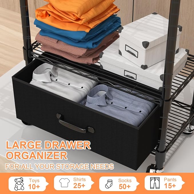 Clothes Rack, Clothing Rack for Hanging Clothes, 4 Tiers Adjustable Closet - Image 6