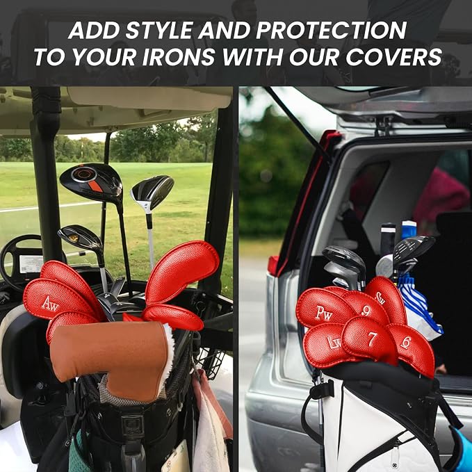 FINGER TEN Premium Synthetic Leather Stylish Iron & Wedge Golf Head Covers - Image 7