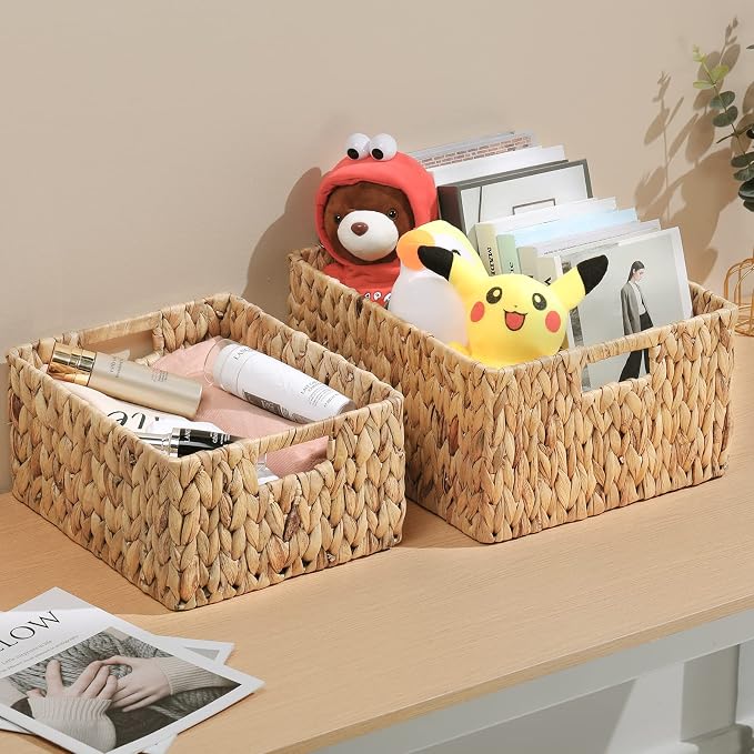 HOONEX Water Hyacinth Storage Baskets, Wicker Baskets - Image 2