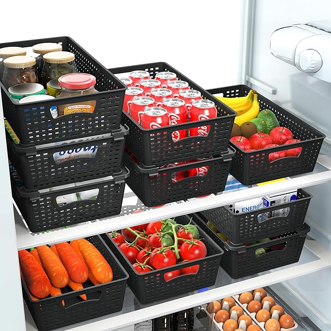 Simple Houseware Stackable Plastic Woven Basket Organizer, 6 Pack, 14.5" x 8.5" - Image 4