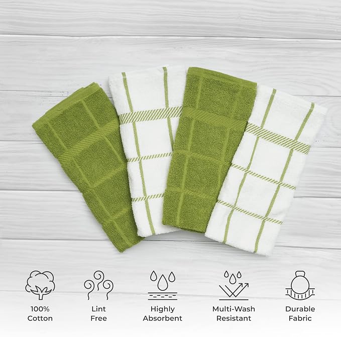 100% Cotton Terry Dish Cloth & Dish Towel, 6 Pack, Super Soft and Absorbent - Image 2