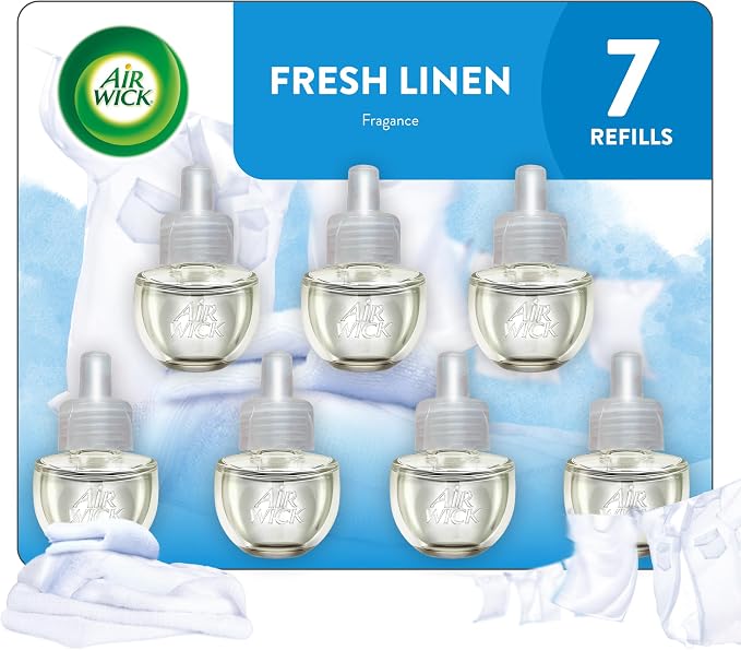 Air Wick Plug in Scented Oil Refill, 7 ct, Fresh Linen, Air Freshener, by AirWick