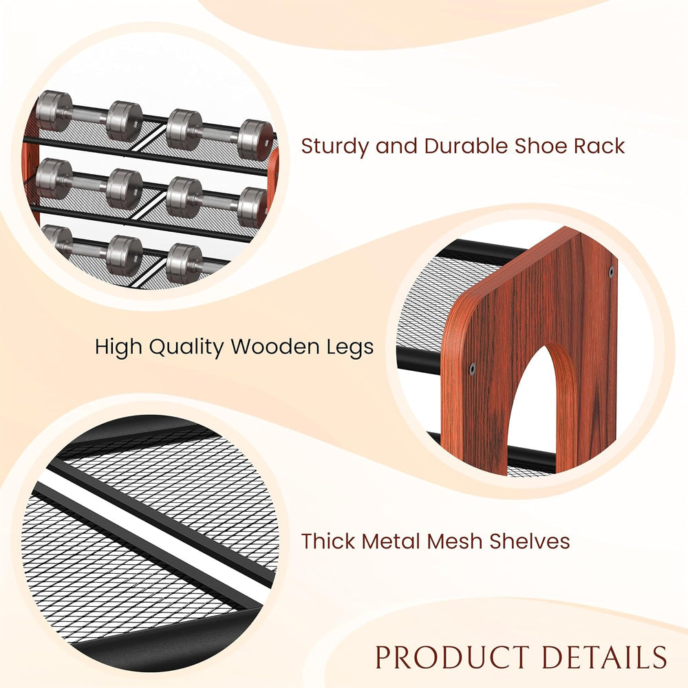 Wooden 4-Tier Shoe Rack, Free Standing Shoe Storage Organizer with Wood Legs ...