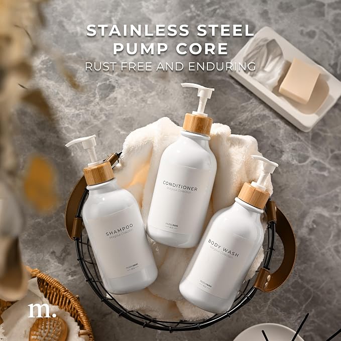 MaisoNovo Refillable Shampoo and Conditioner Bottles | 16.9 fl oz Set of 3 - Image 3