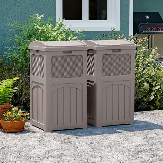 Patiowell 36 Gallon Outdoor Trash Can, Resin Outdoor Garbage Can - Image 2